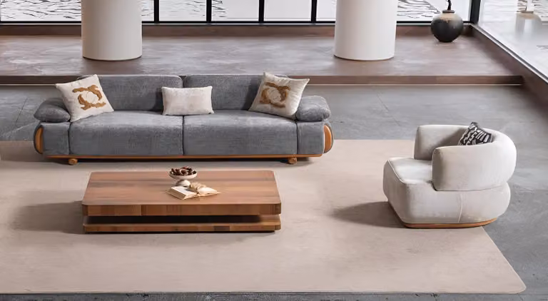 Luxuriöses 3-Sitzer Sofa Set mit weichem Stoff und elegantem Design