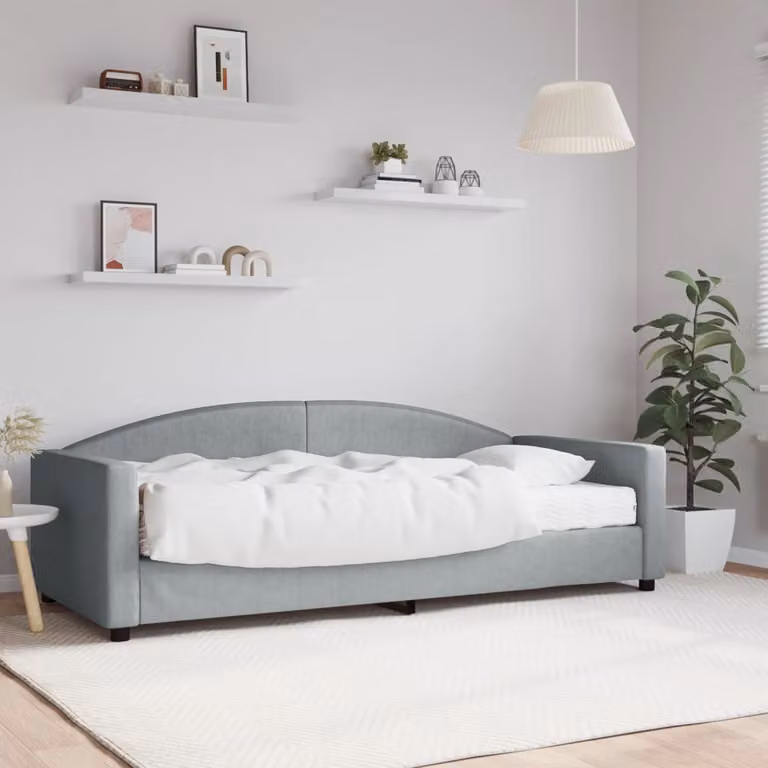 vidaXL Divano Letto con Materasso in Tessuto Grigio, L/P/H: 223 x 90 x 75 cm