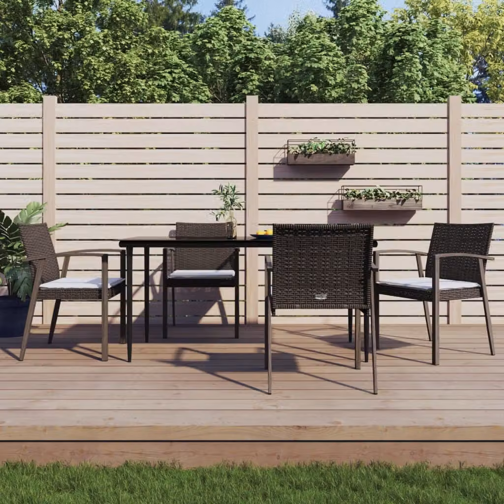 Maison Exclusive - Set Pranzo da Giardino 5pz con Cuscini in Polyrattan e Acciaio