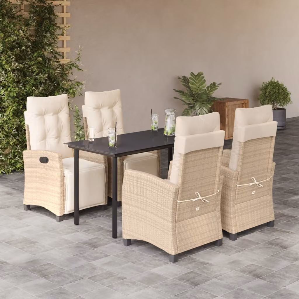 Maison Exclusive - Set da pranzo da giardino 5 pezzi con cuscini in polyrattan beige
