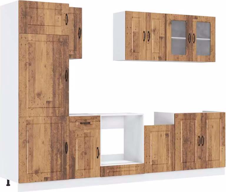 Set Mobili da Cucina 8 pz Kalmar Legno Vecchio in Truciolato