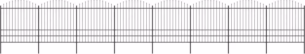Recinzione da Giardino con Punta a Lancia in Acciaio 1426x200 cm Nera