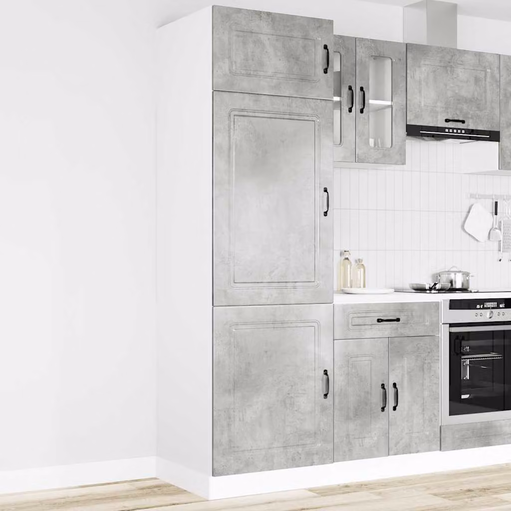 vidaXL Armadio da Cucina Kalmar Grigio Moderno in Legno e MDF con Ante a Battente L/P/H: 57 x 60 x 207 cm