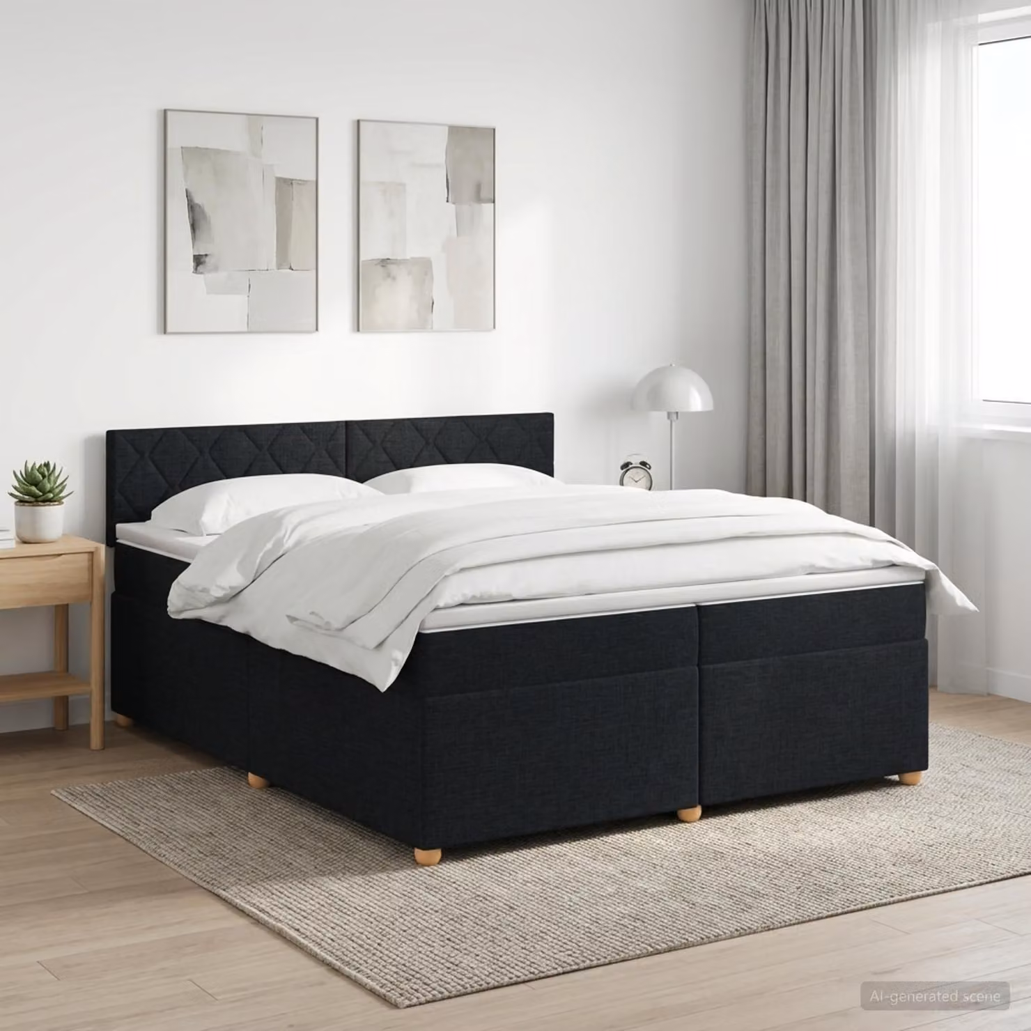 Maison Exclusive - Letto boxspring con materasso nero 200 x 200 cm Tessuto