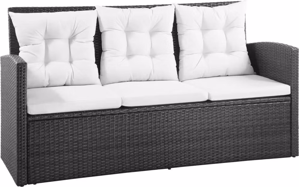 Set Divani da Giardino 5 pz con Cuscini in Polyrattan Nero