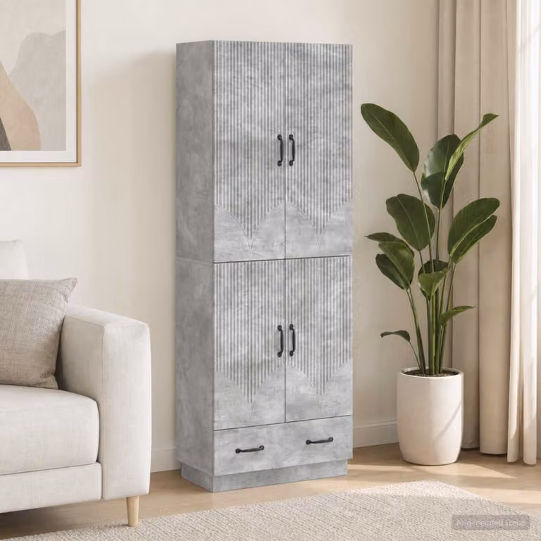 Set di 2 armadi moderni vidaXL in MDF grigio opaco con ante a battente e ripiani interni