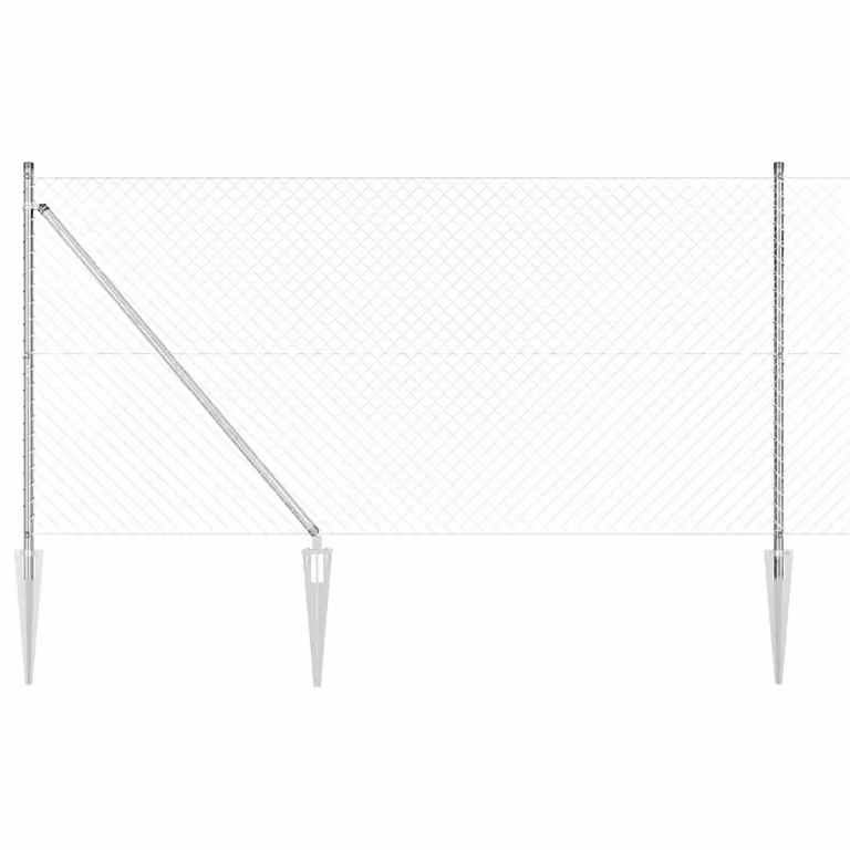 Recinzione a maglie con punte vidaXL in acciaio zincato color argento, L: 120 cm, H: 180 cm
