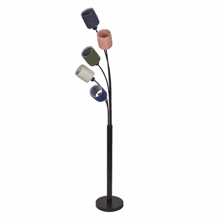 Lampada da terra LEDVANCE, modello decorativo a 5 luci, realizzata in feltro e metallo, attacco E14, altezza 1730 mm, luce calda grazie al paralume in tessuto, facile da installare