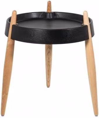 Tavolino Zafferano Liolà Nero in Frassino Naturale, Altezza: 47 cm