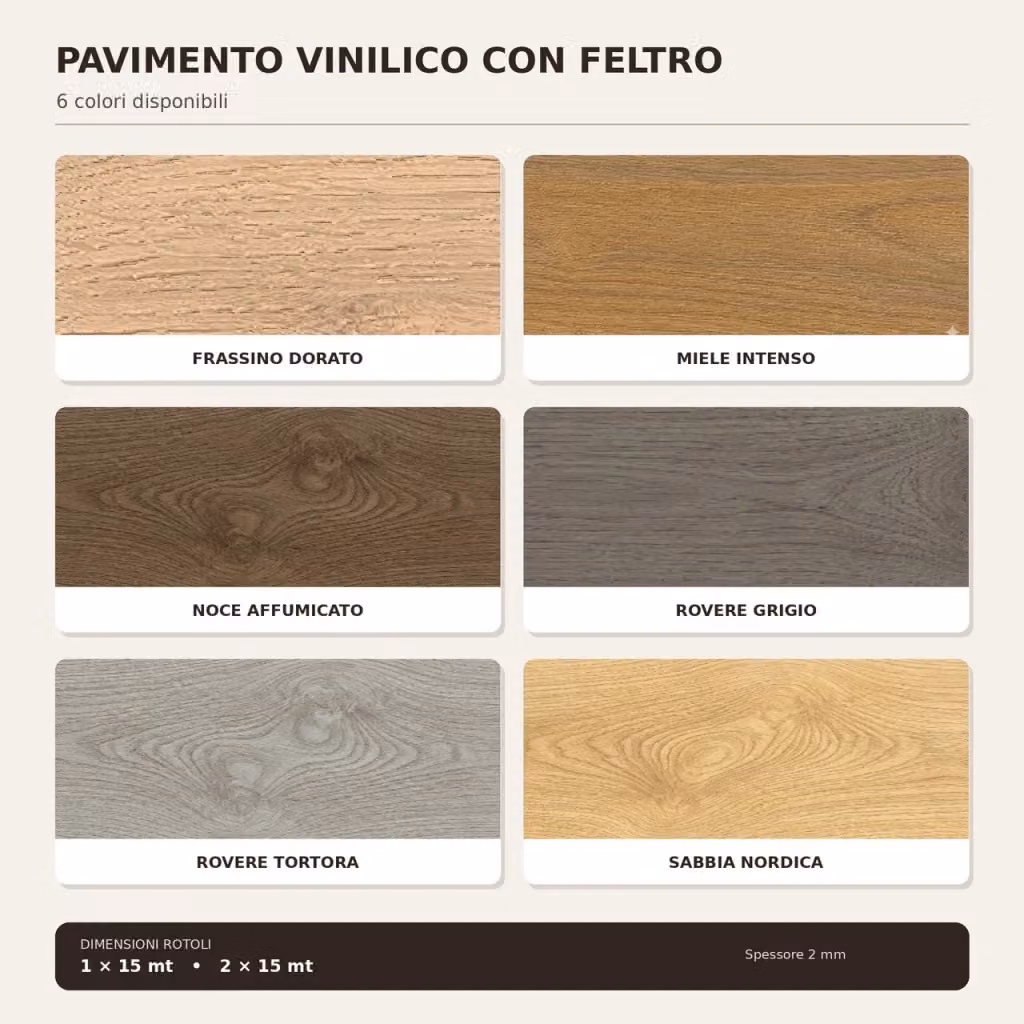 Pavimento Vinilico a Rotolo SOLEILUX Effetto Legno Marrone, Spessore: 2 mm, Dimensioni: 100 x 1500 cm – 2