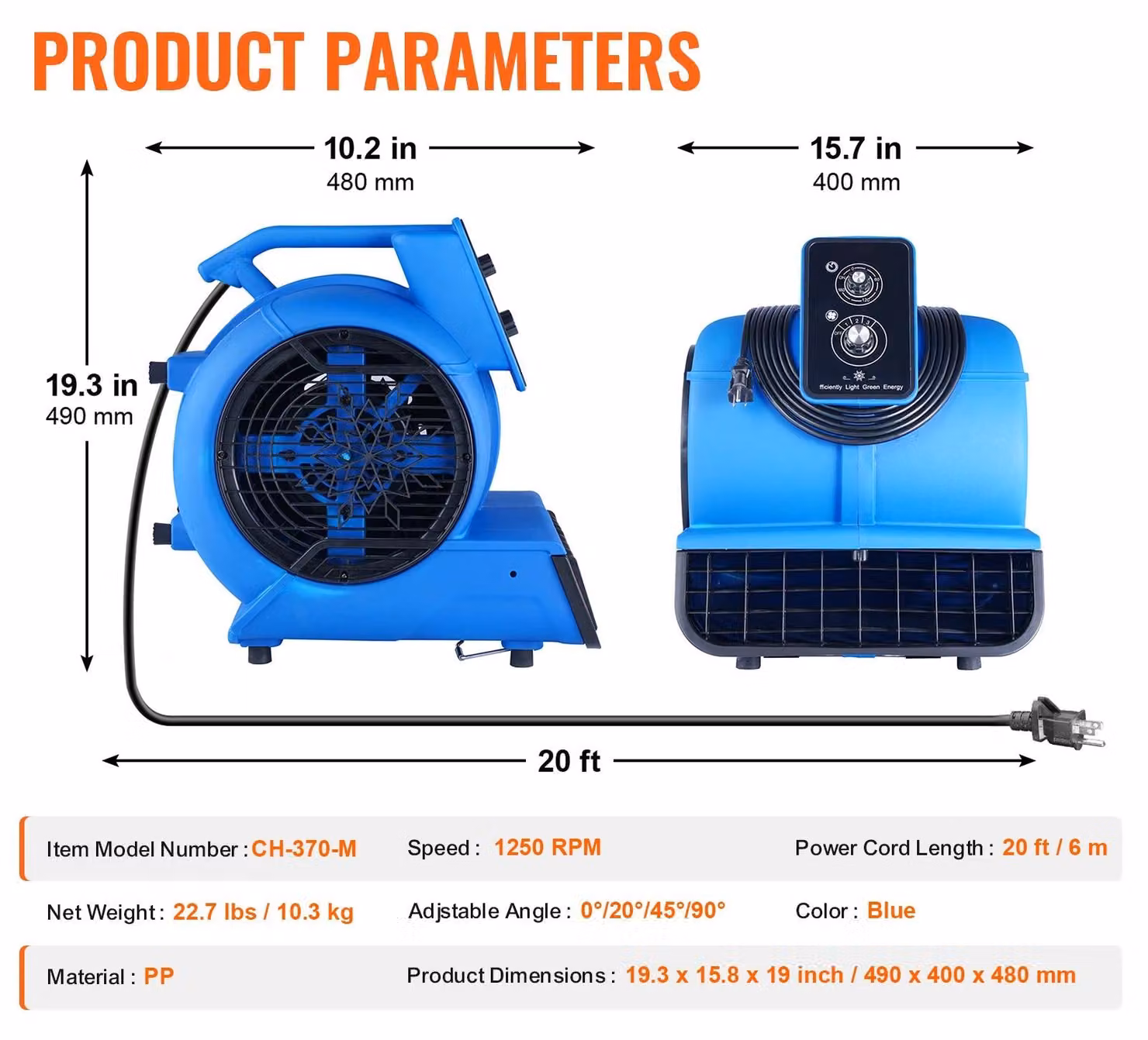 Soffiatore d'aria elettrico - Pulitore ad aria - Aria compressa - Soffiatore per pavimenti - 13,3 kg - 1200 giri/min - Asciugatura - Raffreddamento