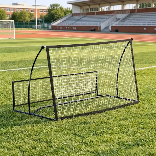 Rete da calcio portatile 2 in 1, a doppia faccia, con borsa per il trasporto e picchetti per il fissaggio a terra, dimensioni 200x94x122/52 cm, nera.