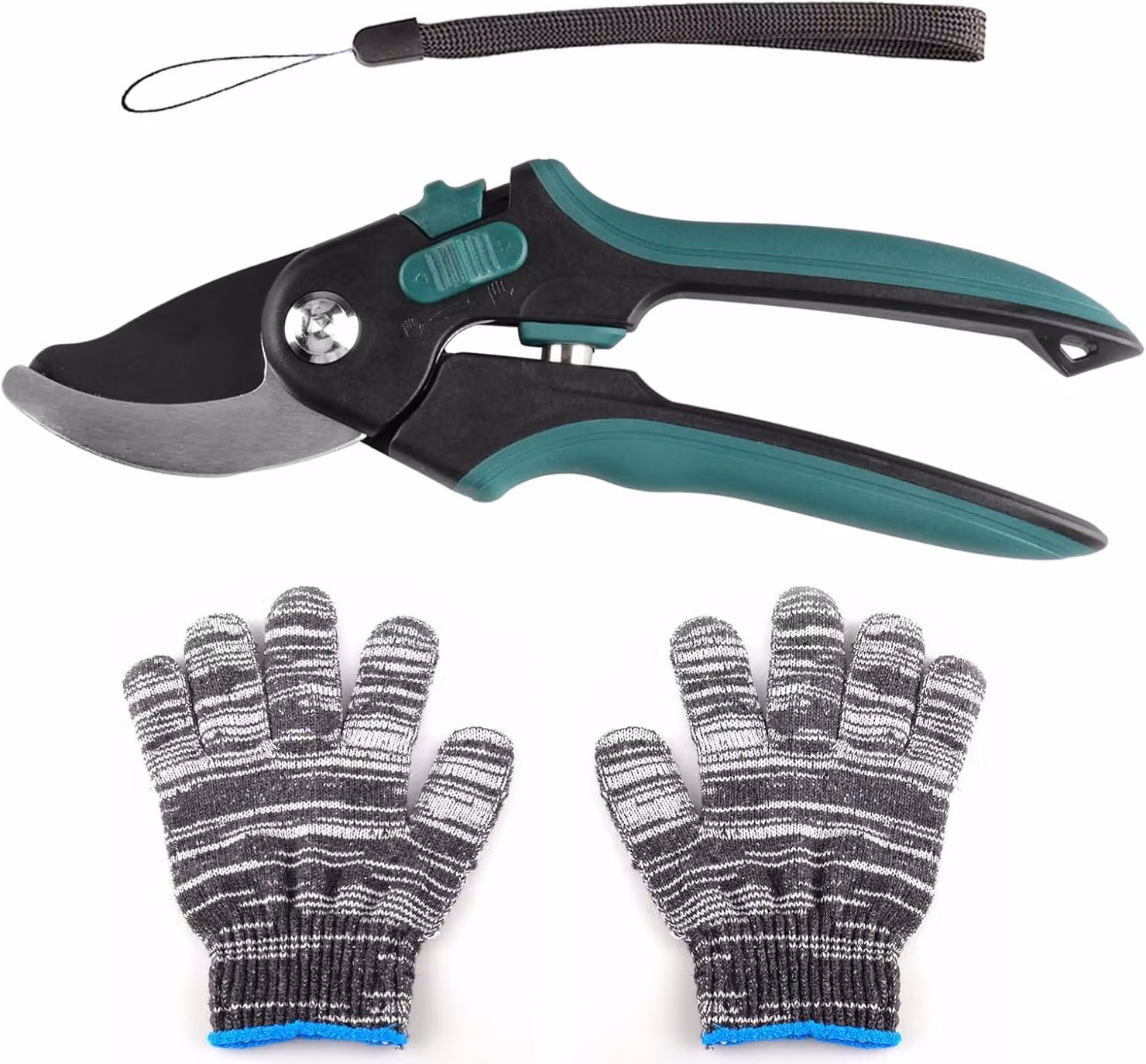 Forbice da giardino a cricchetto, acciaio SK5, 205 mm, capacità di taglio di 25 mm, ergonomica, ideale per lavori di giardinaggio