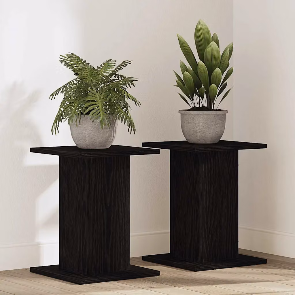 Set di 2 supporti per piante vidaXL in legno MDF nero, L/P/H: 30 x 30 x 40 cm