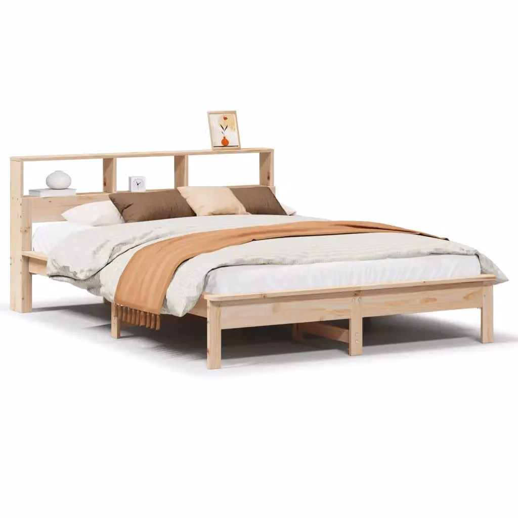 Letto senza materasso in legno massello di pino vidaXL, colore marrone, L/P/H: 140 x 200 x 80 cm – 2