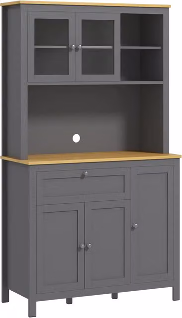Credenza cucina 5 ante di cui 2 vetro 1 cassetto nicchia centrale 180 cm ¨C Xylo ¨C Grigio