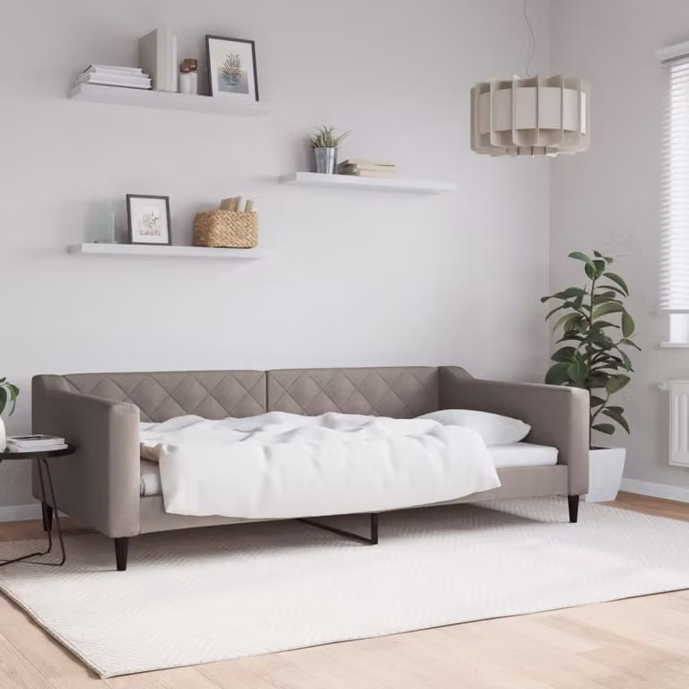 Letto da giorno vidaXL in tessuto beige e grigio, L/P/H: 200 x 100 x 67 cm