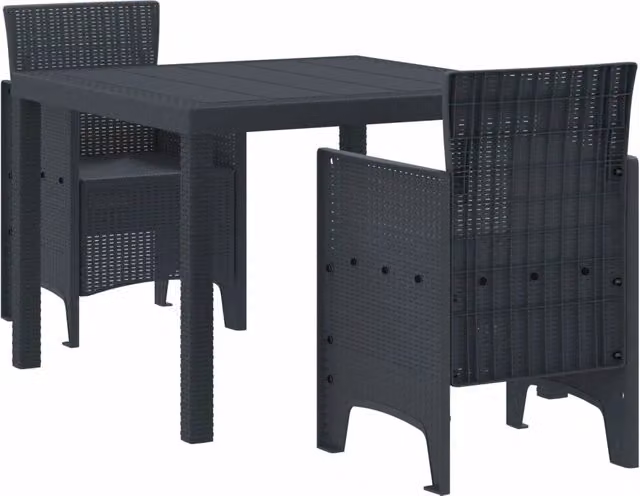 Set da Pranzo per Giardino 3 pz Antracite Polipropilene 3378672