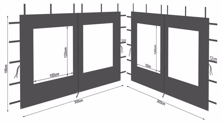 Elzusha - Set di 2 pareti laterali con finestra per gazebo 3x3 metri