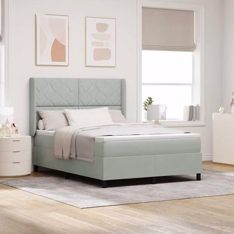 Maison Exclusive - Letto a molle con testiera Grigio chiaro 140 x 190 cm Velluto