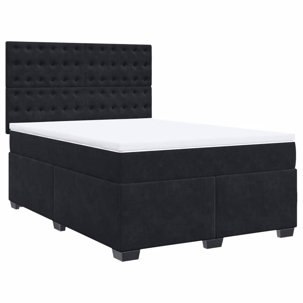 Giroletto a Molle con Materasso Nero 140x200 cm in Velluto