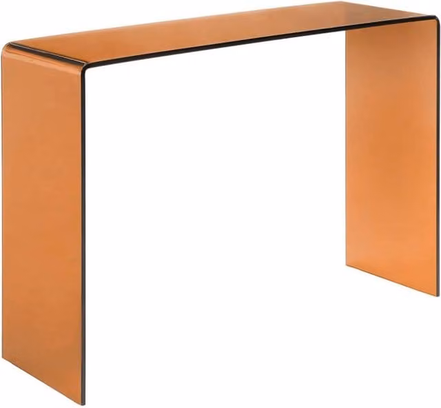 Console rettangolare in cristallo temperato, 110cm, ambre