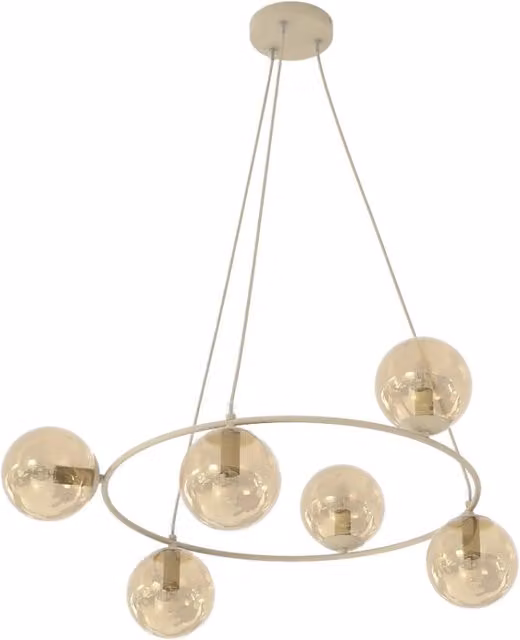 Lampada a sospensione AZURA 6xE14 vetro beige Emibig