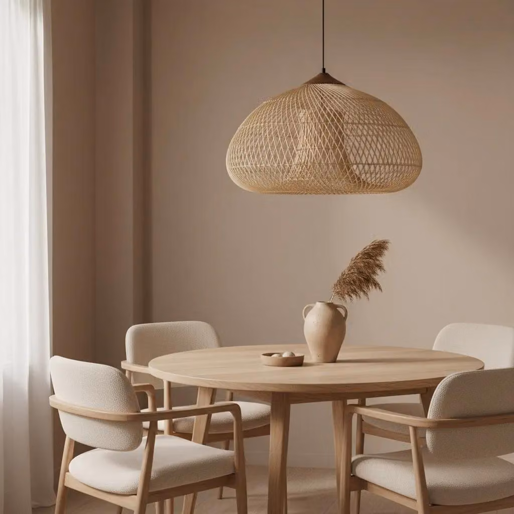 Lampada a sospensione in rattan, 60 cm - Tessitura in bambù intrecciata a mano - Attacco E27 - Illuminazione per interni - Atmosfera accogliente