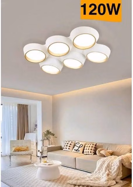 Trade Shop - Plafoniera A Led 120 W Soffitto 6 Cerchi Irregolari Luce 4000k 6500k 3000k C51-b - -bianco Naturale -
