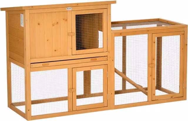 Recinto per Animali Domestici Minimal in Legno di Abete Marrone L: 141 cm, P: 60 cm, H: 86 cm