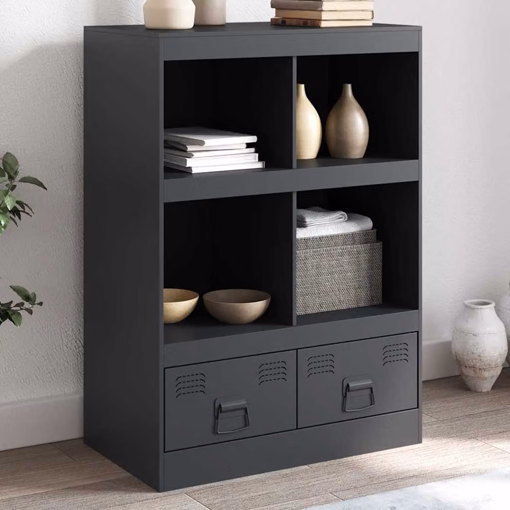 Credenza moderna vidaXL in metallo antracite opaco L: 67 cm, P: 39 cm, H: 95 cm