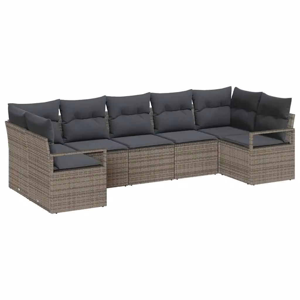 Set Divano da Giardino a L vidaXL in Polyrattan Grigio con Cuscini e Struttura in Acciaio – 2