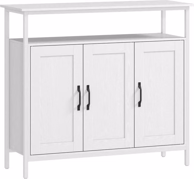 Mobile Basso Credenza Giordanoshop in MDF e Metallo Bianco Stile Industrial L: 100 cm, P: 35 cm, H: 88 cm
