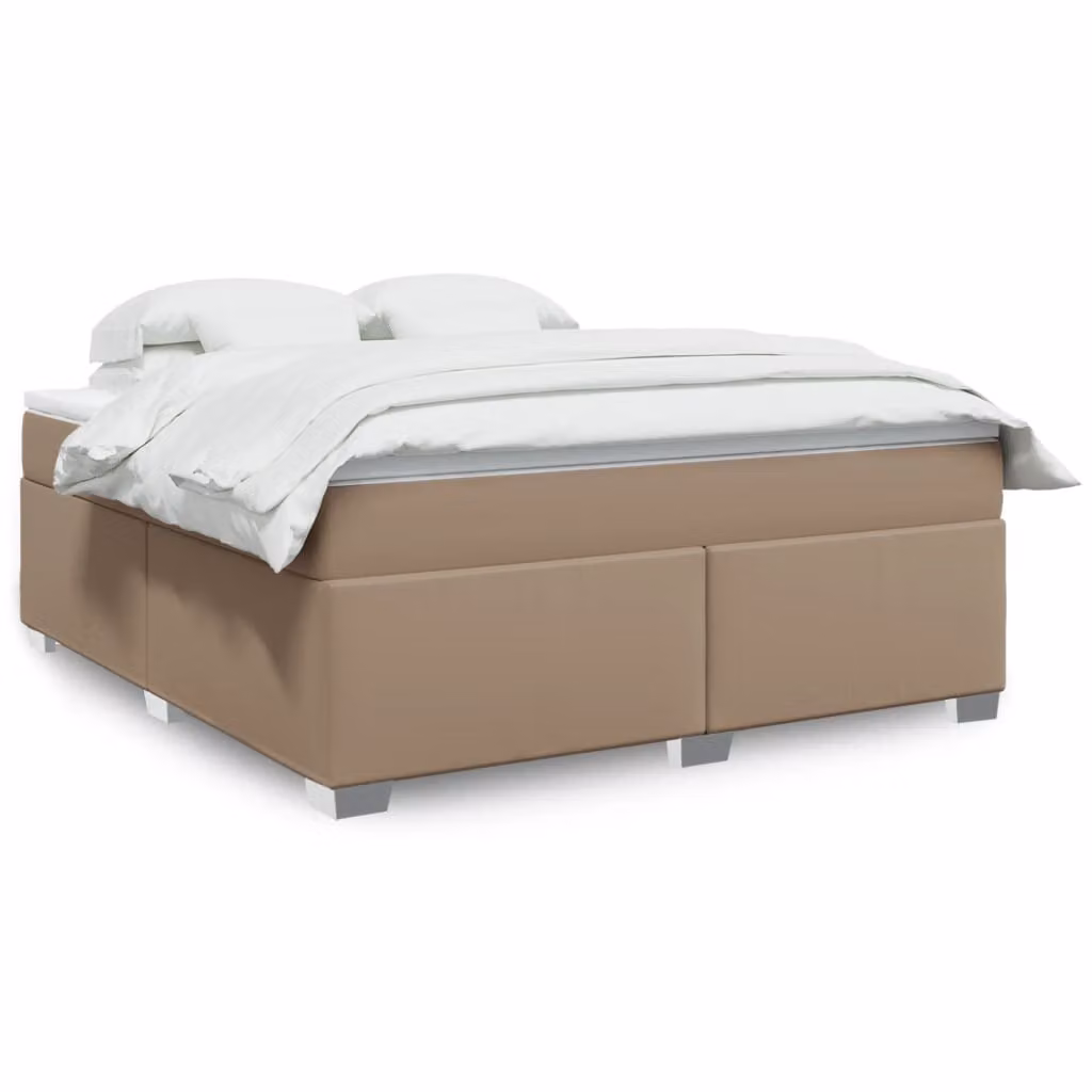 vidaXL Giroletto a Molle con Materasso in Similpelle Beige e Bianco, L/P: 180 x 200 cm