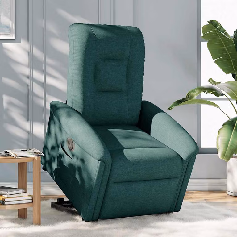 vidaXL Poltrona Alzapersona Reclinabile Elettrica Verde Scuro Tessuto