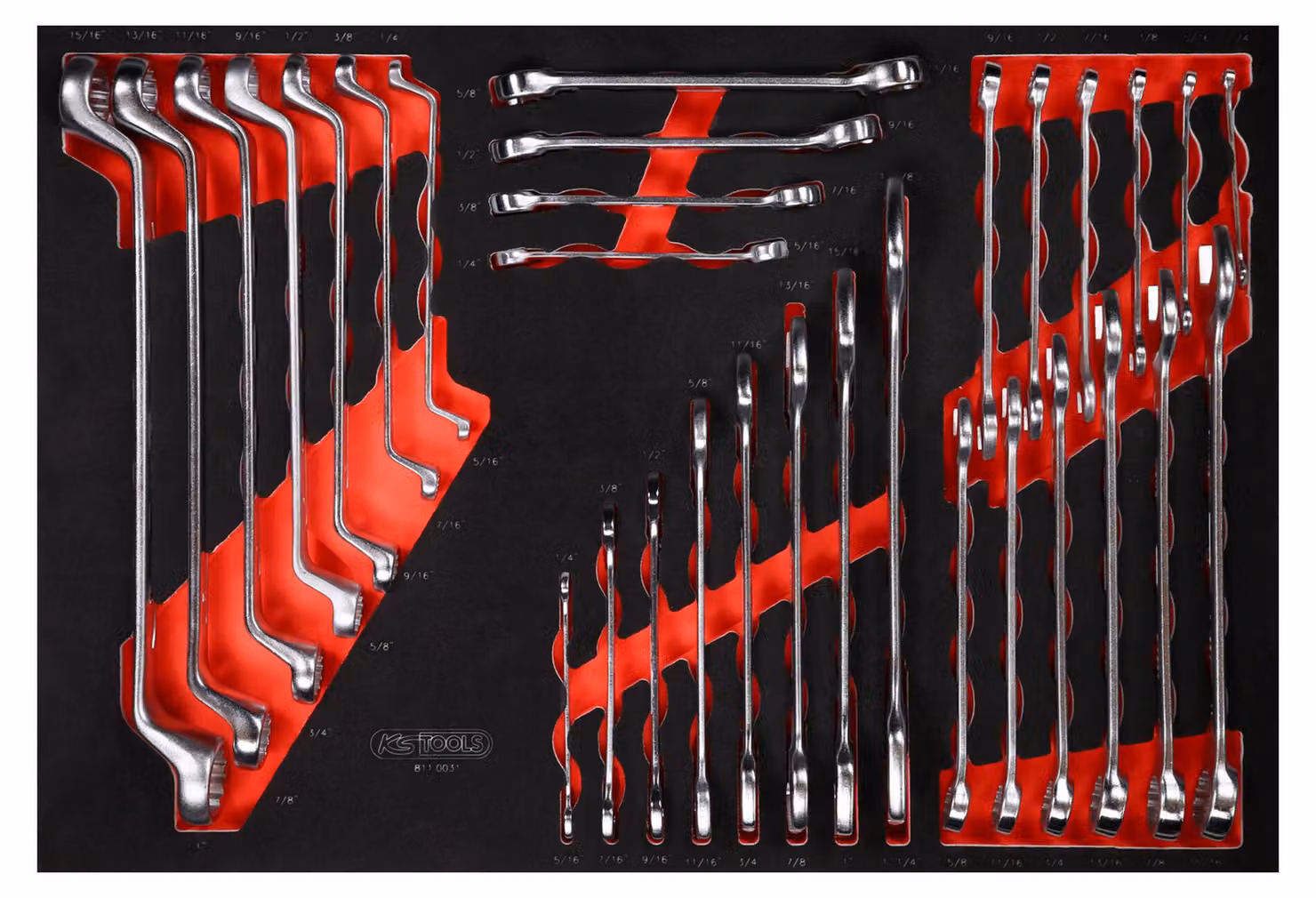KS TOOLS Set di chiavi con inserto in schiuma 31 pezzi in pollici - 811.0031