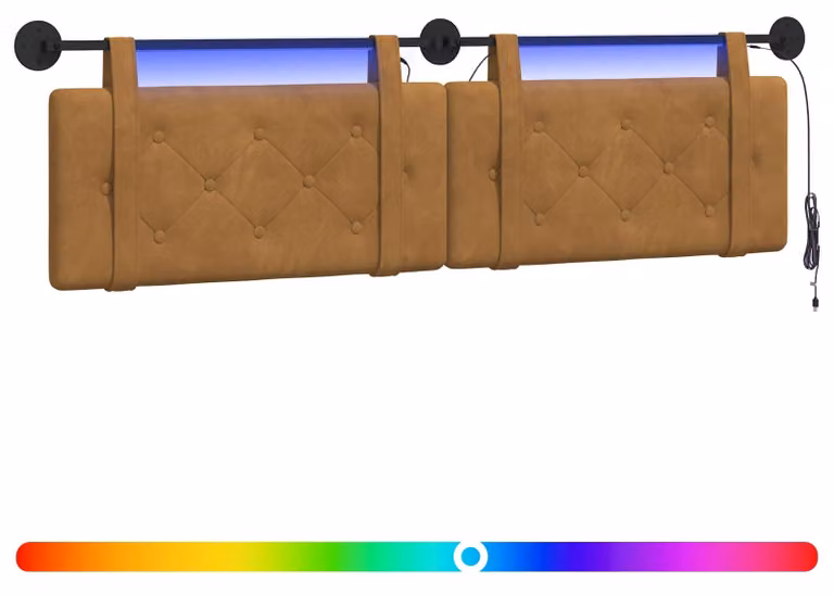 Testiera sospesa Con luce LED Marrone Velluto