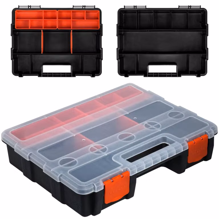 Scatola assortimento con 22 scomparti per utensili e componenti
