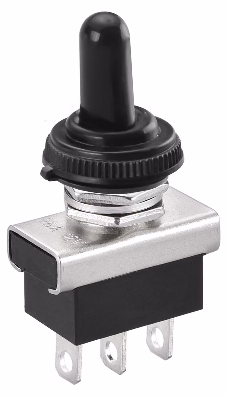 Interruttore a levetta metallico SPDT, 12V, 25A, con tre posizioni: acceso/spento/acceso, 3 poli