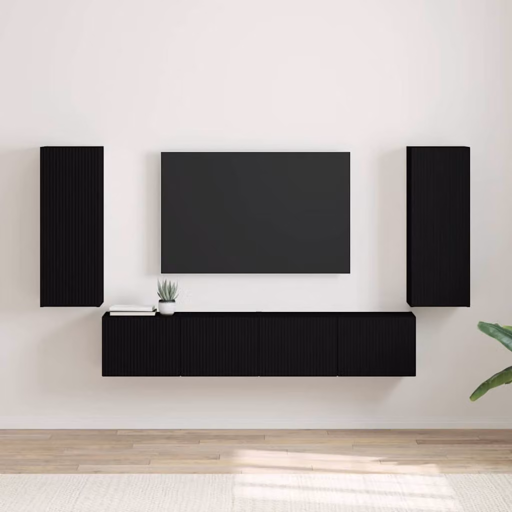 Supporto mobile per TV da parete vidaXL in legno MDF nero moderno L: 80 cm, P: 31 cm, H: 30 cm