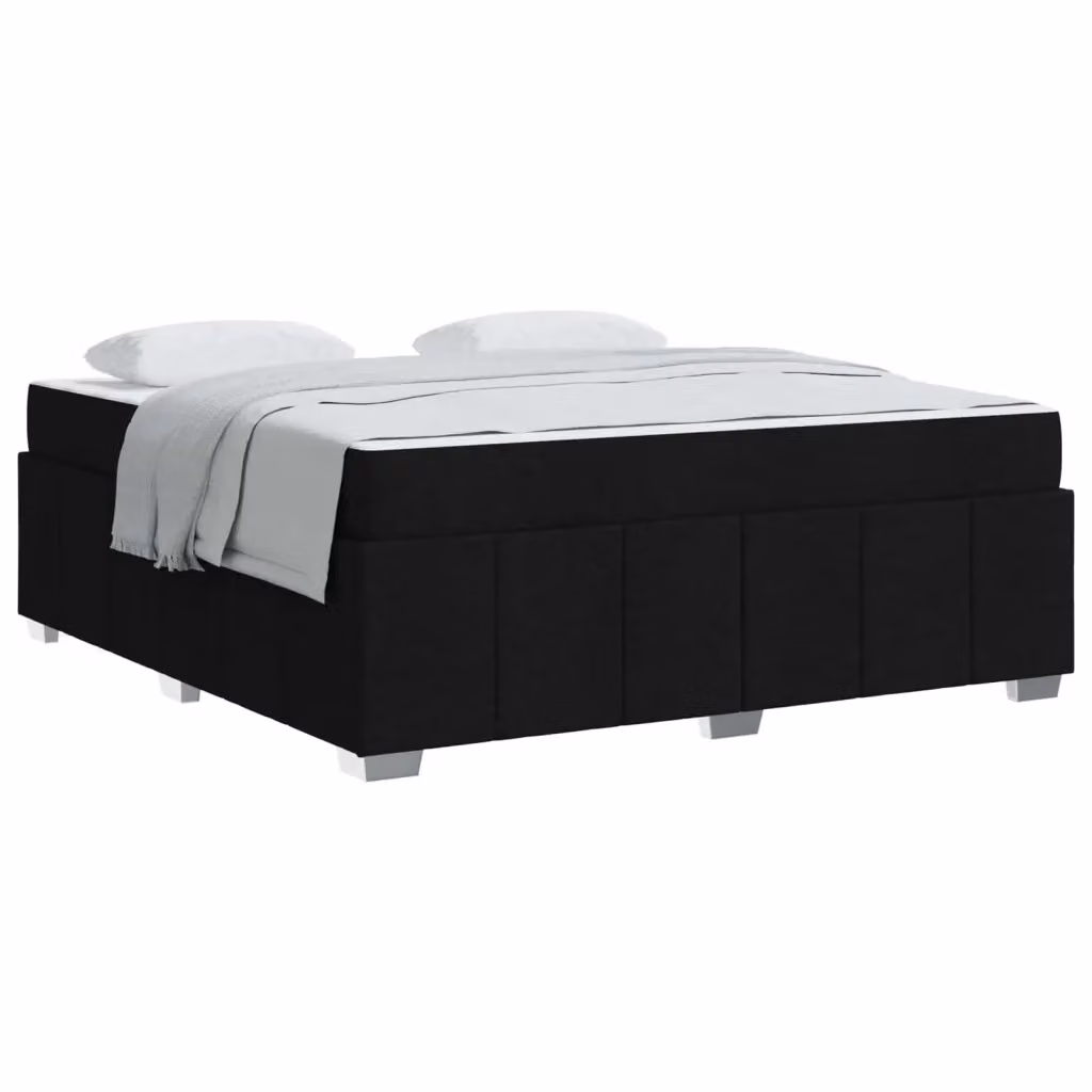 Struttura letto con materasso vidaXL in tessuto nero con doghe in legno L 180 x P 200 cm – 2