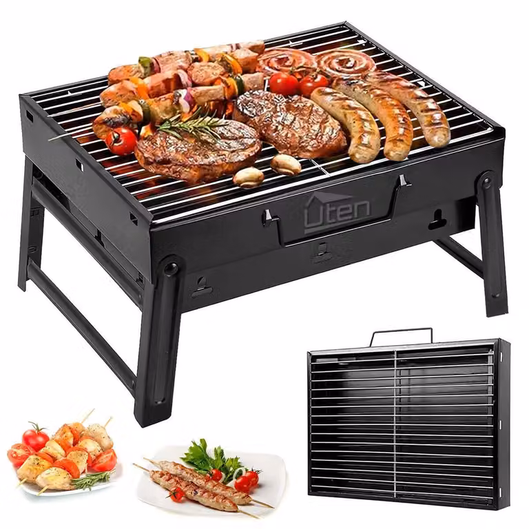 Griglia per barbecue, griglia a carbone, griglia pieghevole, griglia da campeggio, griglia portatile, griglia da viaggio, acciaio inossidabile, taglia XXL