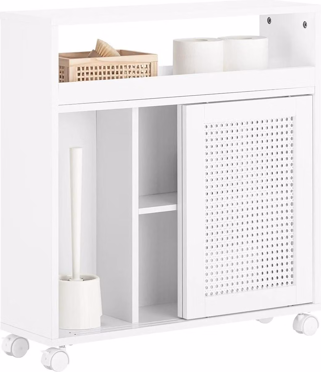 Carrello a nicchia stretto su rotelle - BZR119-W - Larghezza 20 cm - Scaffale rotante/carrello da cucina - Contenitore per rotoli di carta igienica - Bianco