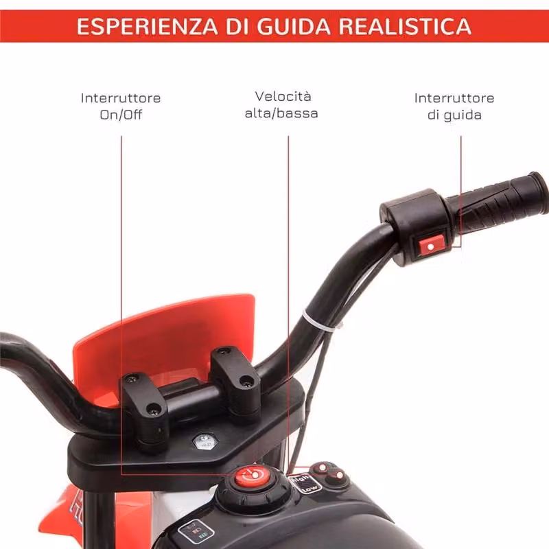 Moto da cross elettrica per bambini da 3 a 5 anni rossa con batteria ricaricabile – 2