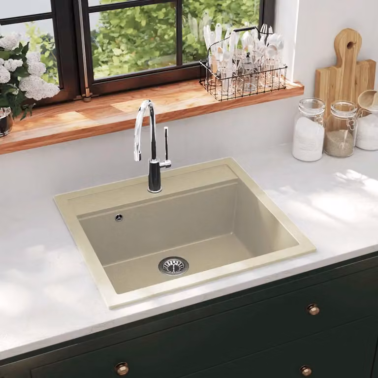 Lavello da cucina in granito vidaXL beige L/P/H: 56,5 x 51,0 x 30,6 cm