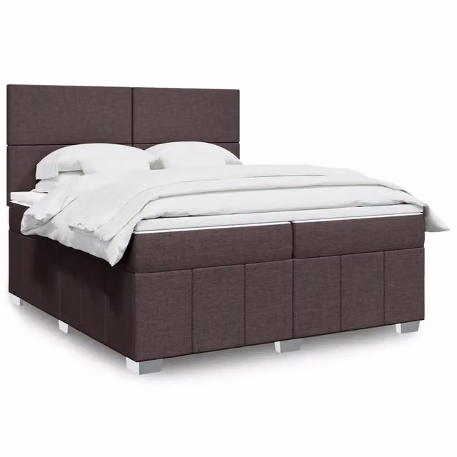 Letto con Giroletto a Molle e Materasso Ibrido vidaXL, Marrone e Bianco, 200 x 200 cm