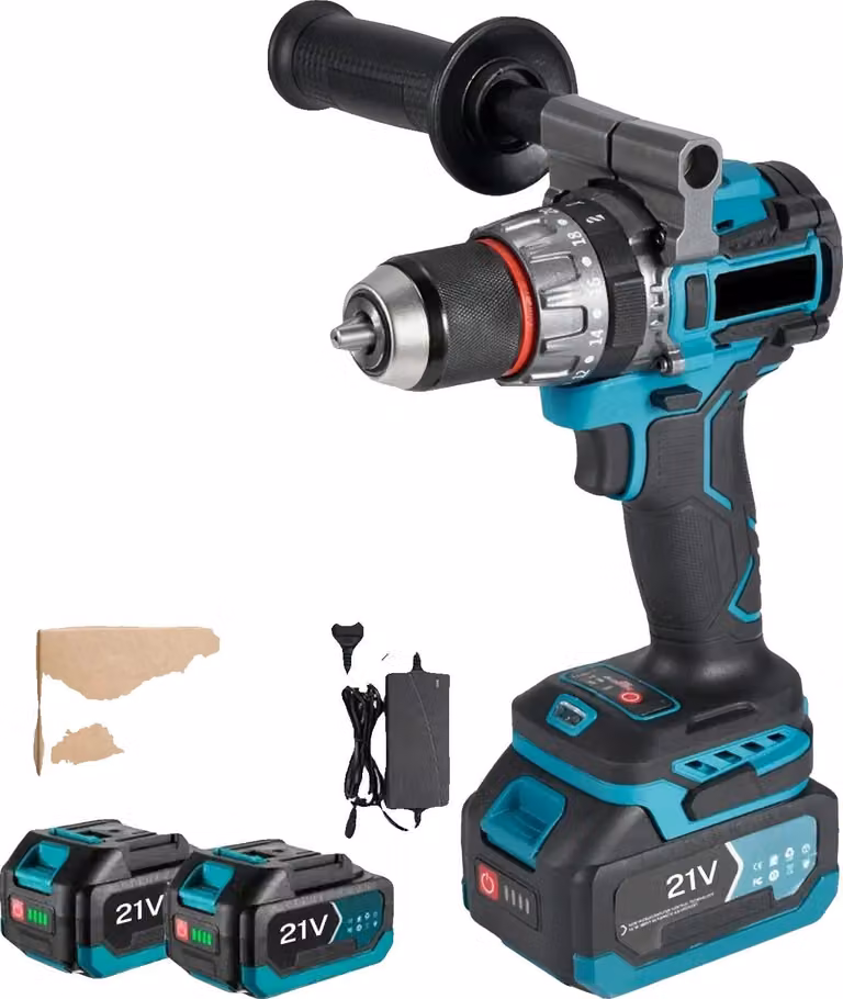 Trapano avvitatore elettrico, comfort senza fili, efficienza senza spazzole, dotato di 2 batterie