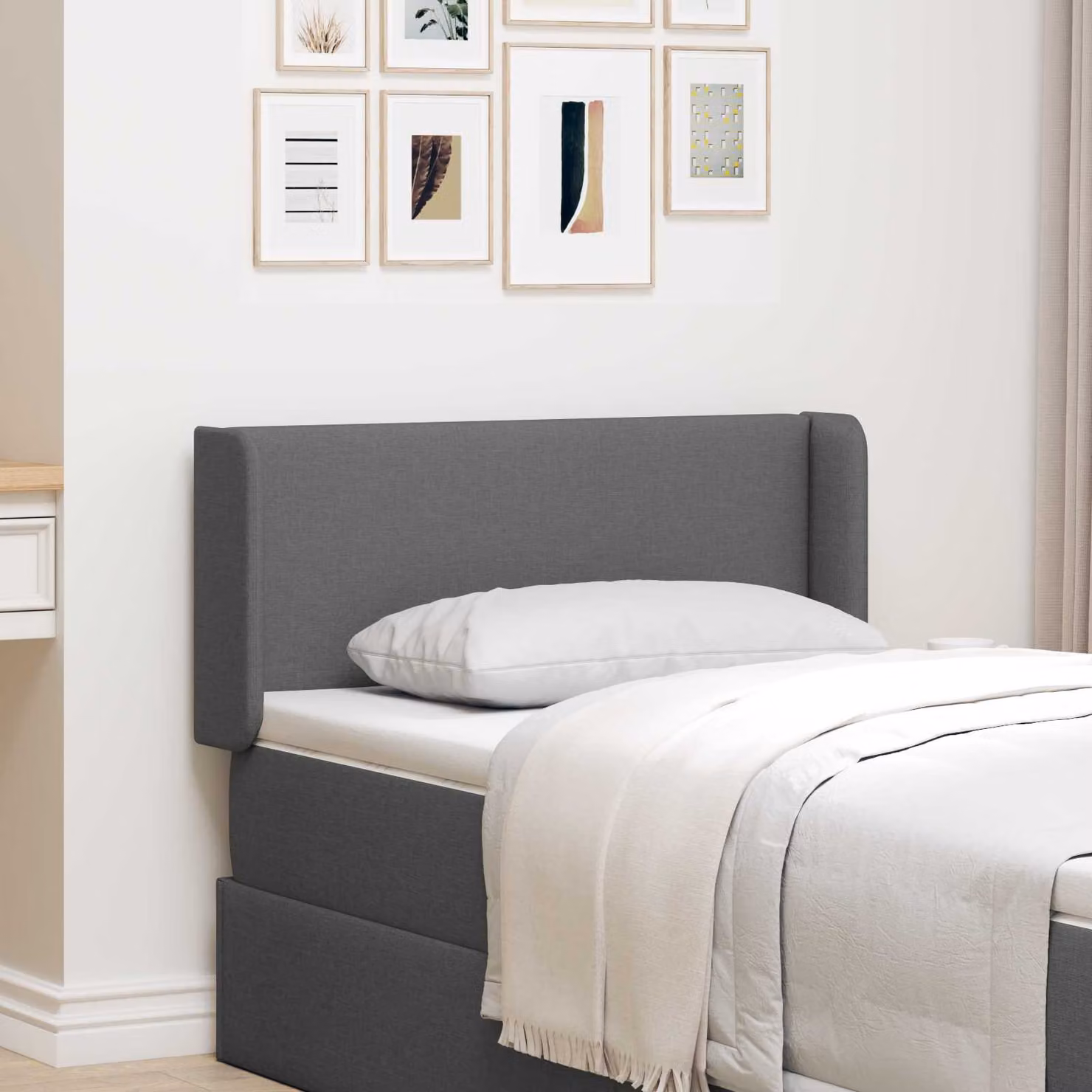Testata del letto imbottita vidaXL in tessuto grigio sfumato con pannello in legno MDF