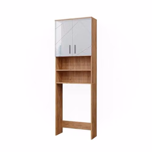 Vicco Mobiletto per lavatrice Irma Bianco lucido/Rovere 64x190.5 cm