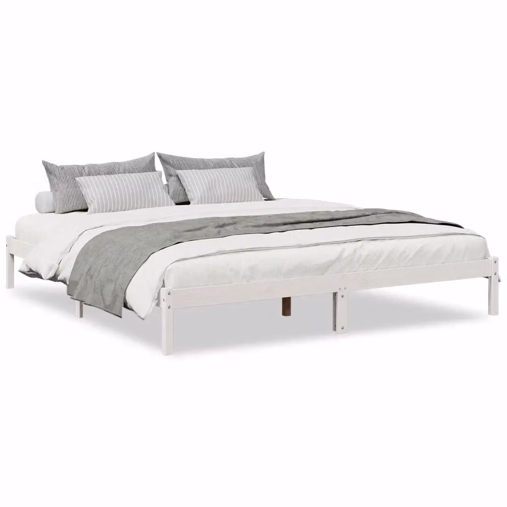 Letto extra lungo vidaXL in legno di pino bianco con struttura rigida e doghe in legno L: 205,5 cm, P: 215,5 cm, H: 300 cm – 2